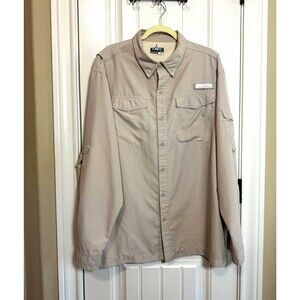 Habit Outdoors Fishing Shirt Mens XL Tan Ventilated Long Sleeve Hiking Travel